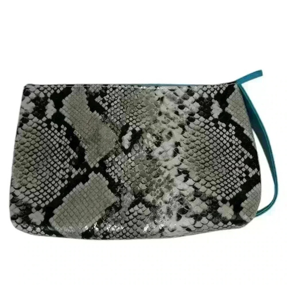 ULTA Handbags - ULTA Faux Snake Skin Cosmetic Bag Zip Closure Side Handle  NWOT
